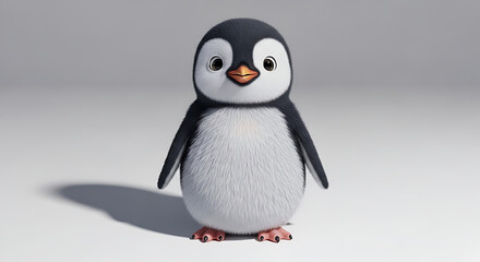 Obraz premium Cute cartoon penguin standing alone
