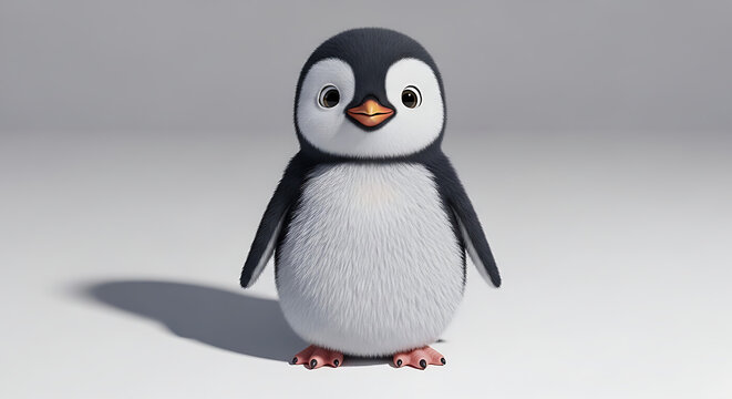 Cute cartoon penguin standing alone