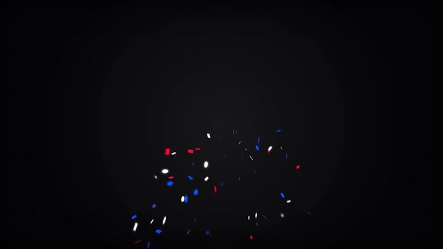 Animated confetti explosion in red, white, and blue for American Independence Day.