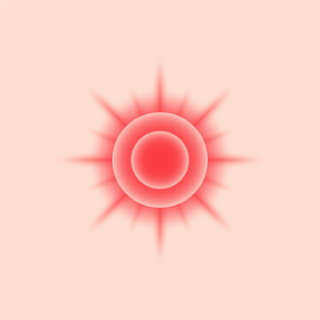 Pain icon set. Painful spot marks with red circles and ache symbols isolated. Body pain. Vector illustration for medical and health concepts.
