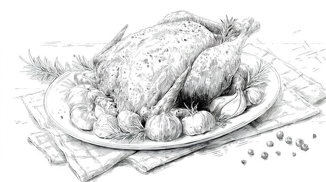 hand drawn vector illustration of a chicken