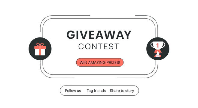 Giveaway Contest Banner with Gift and Trophy Icons