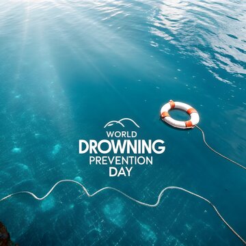 World drowning prevention day with lifebuoy in water save lives swimming pool