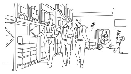 Obraz premium Business people working in warehouse environment.