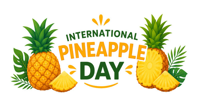 International Pineapple Day tropical fruit vector illustration with juicy pineapple slice icon art