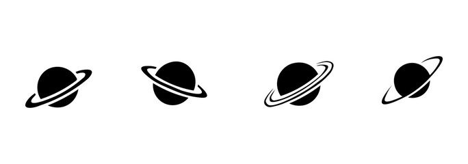 Ringed planet set, a silhouette pack representing astronomy and space exploration. © Adit