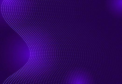 Abstract purple data pattern background with flowing dotted lines and dark gradient space, suitable for digital media, tech branding, and web graphics.