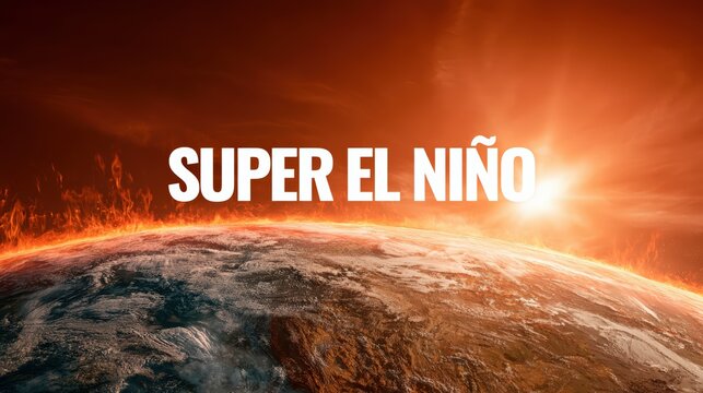 Super El Nino Concept with Earth and Sun in Warm Tones