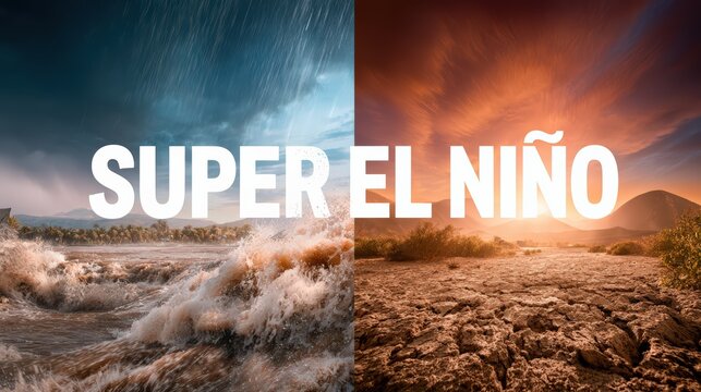 Super El Nino Concept with Flooding and Drought Climate Change