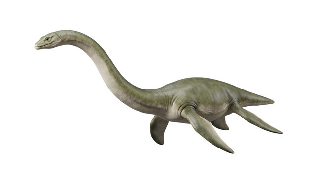 Ancient marine reptile plesiosaur swimming in deep water