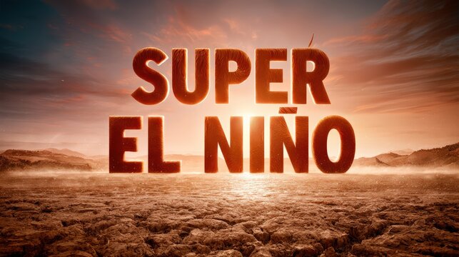 Super El Nino Concept with Powerful Sun Over Dry Barren Land