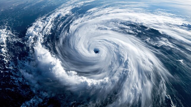 Hurricane Eye From Space Showing Catastrophic Weather Development