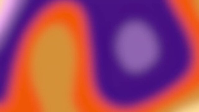 Abstract liquid fluid gradient background with smooth blurry waves. Dynamic looping animation of purple, orange, pink, and yellow colors. 4K motion graphics backdrop.