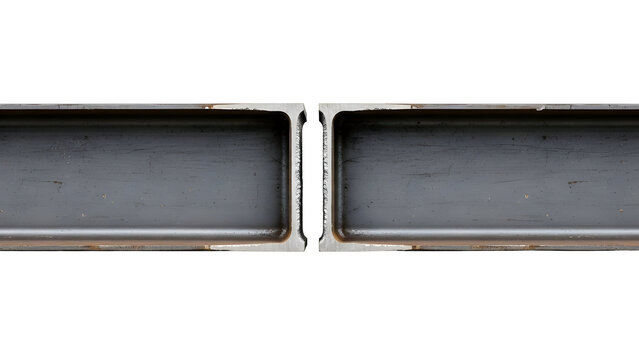 Two metal channels with a dark interior viewed from above on a white background.