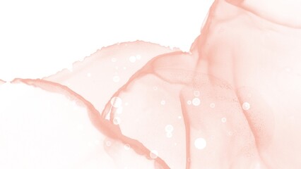 Fototapeta premium Coral pink abstract art background with bubbles and circles