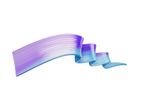 Vibrant 3D wavy ribbon with purple and blue gradient brush strokes