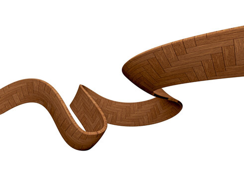 Flowing wooden ribbon featuring a stylish parquet texture.