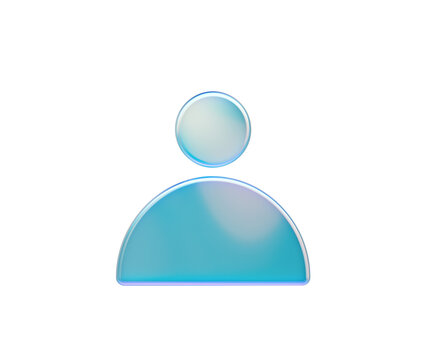 Sleek 3D holographic user profile icon with a vibrant blue gradient finish.