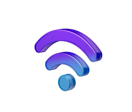 3D Rendered vibrant gradient Wi-Fi icon representing wireless connectivity. 3d illustration
