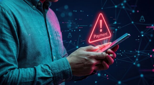 Digital finance problems and cyber threats shown through an online payment failure warning.