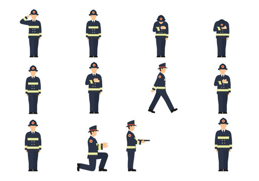 Firefighter character sprite sheet in pixel art style