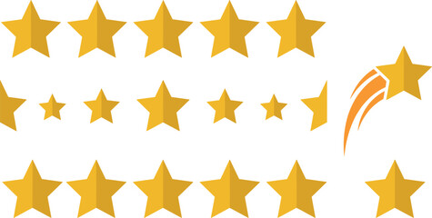 Golden Five Star Review Badge Vector Set with Customer Recommendation Graphics and Premium Quality Ranking Symbols for E-commerce Trust Layouts © MdLiton