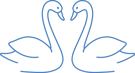 Pair of swans facing each other illustration © KEI KATA