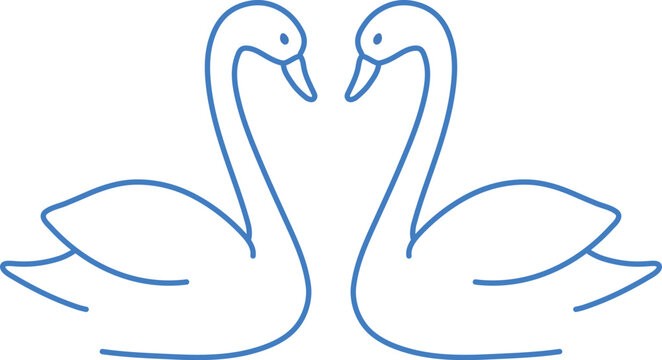 Pair of swans facing each other illustration