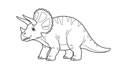 Cute Triceratops Dinosaur Outline - Coloring Page Style © Apar