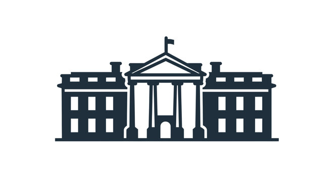 Iconic White House building silhouette, symbol of US government and democracy