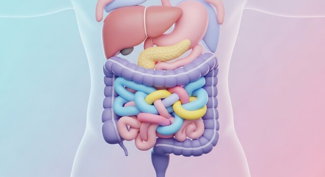 Human Digestive System Anatomy: A Detailed Visual Representation.