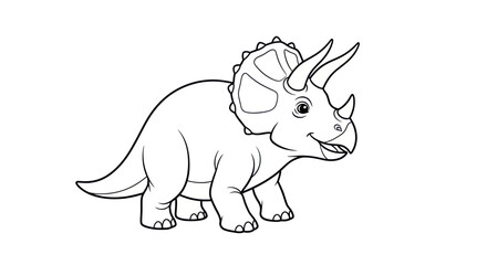 Cute Triceratops Dinosaur Outline Coloring Page Illustration © alam