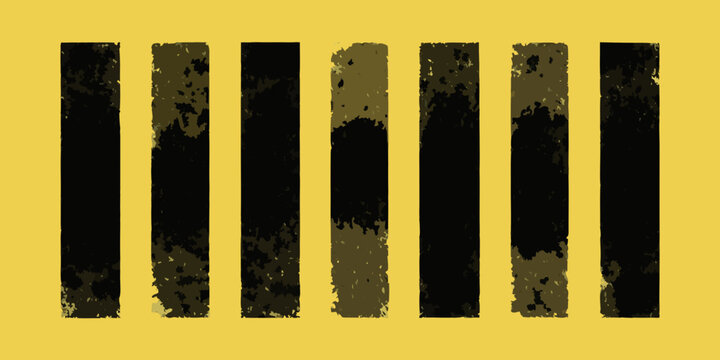 abstract vector composition of nine vertical rectangles on yellow