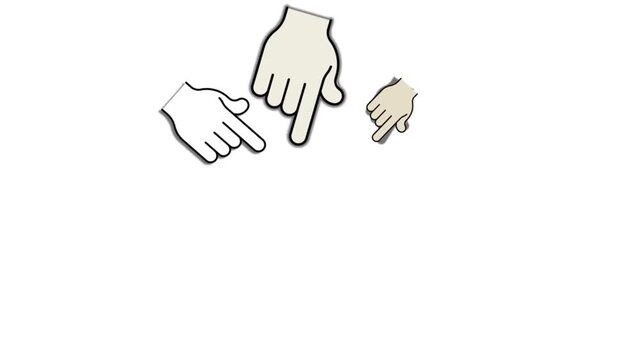 4K Animation of white/silver index finger with white screen. 4K video black and white thin line icon for web design