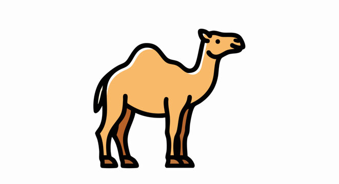 Single Dromedary Camel Standing Profile.
