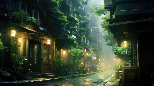 A Night Alley Full of Lush Nature