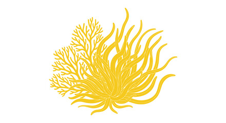 Obraz premium Vibrant Yellow Seaweed and Coral Illustration, Aquatic Plant Life