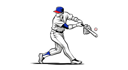 Obraz premium Baseball Player Swinging Bat - Action Illustration
