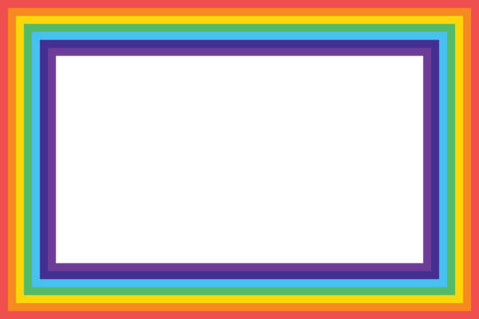 Colorful Rainbow Border Frame Template with Blank Center Space