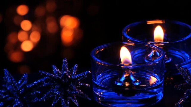 Blue Glass Candle Flame &ndash; Wide Right Composition