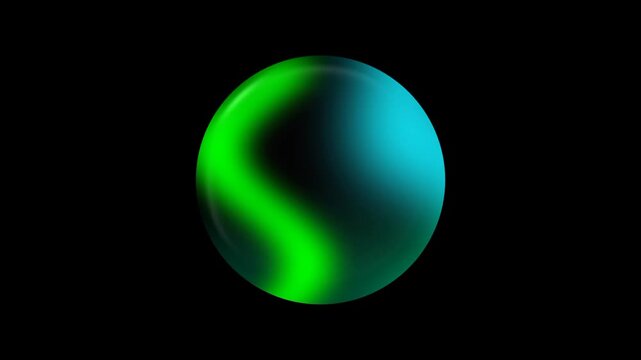 A glowing green orb with a teal gradient blends smoothly against a solid black background giving it a luminous and otherworldly appearance
