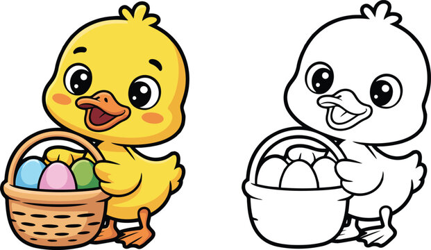 Cute easter duckling vector illustration