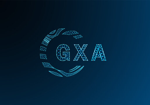 GXA low poly letter logo vector design. GXA lower poly logo design. GXA unique low poly logo design.