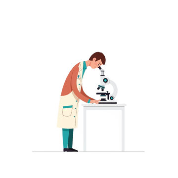 Scientist looking through a microscope.
