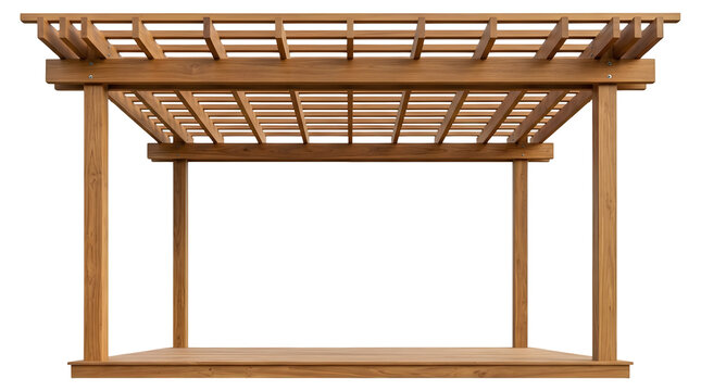 Large Bamboo Pavilion Structure with Gabled Roof Isolated