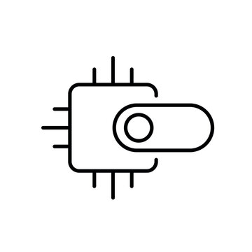 A vector icon representing enabling AI feature in system settings, created in line style with editable stroke