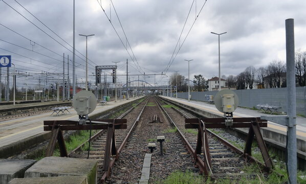 Railways in Treviglio station, Lombardy, Italy