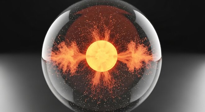 Plasma ball with internal electrical discharges and vibrant colors.