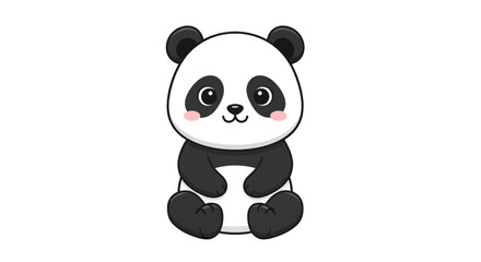 Cute cartoon baby panda bear sitting, isolated on white background, illustration © Anggrek