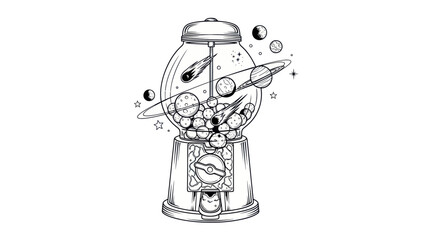 Cosmic Gumball Machine with Planets and Stars © Anggrek